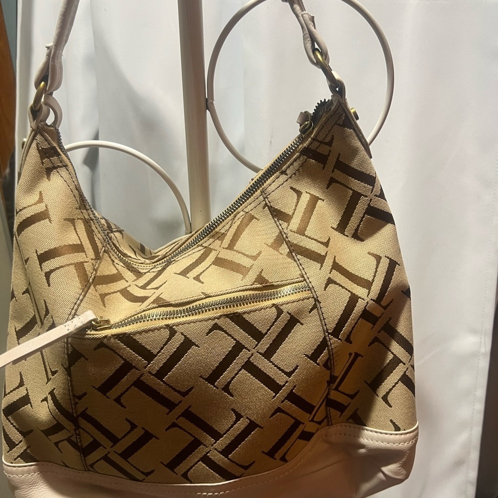 Great American Leather Tan Monogram Shoulder Hobo Bag Y2K - Picture 4 of 13